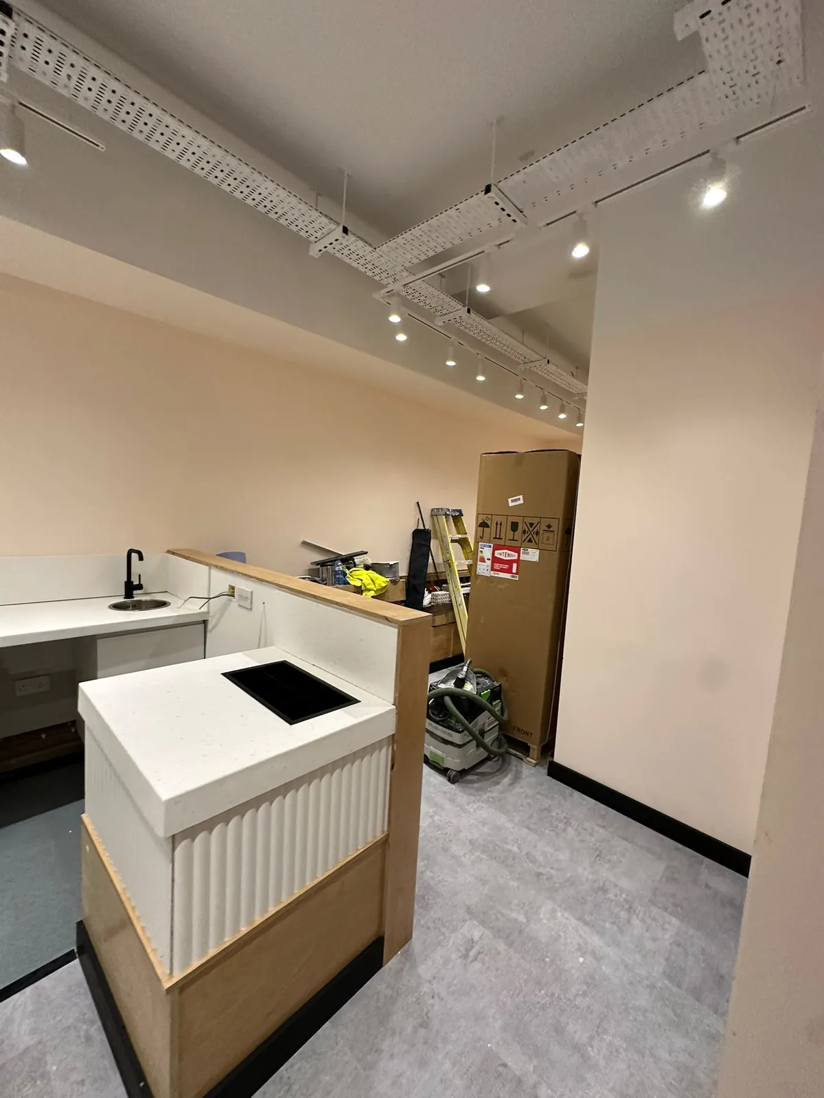 Cleaned reception counter and floor
