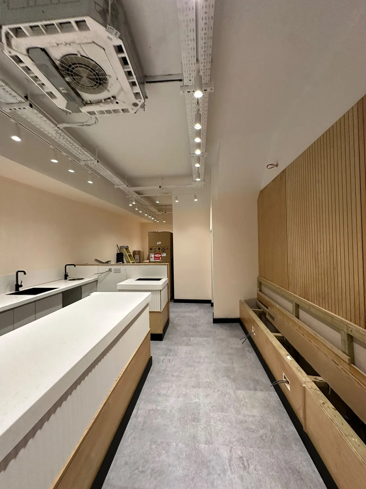 Cleaned hospitality counter and seating area