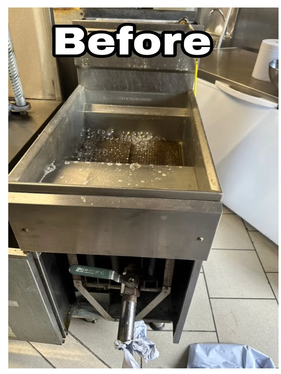 Fryer area before cleaning